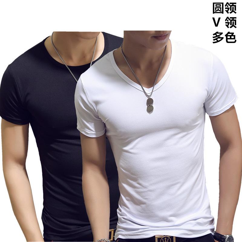 メンズ 短袖 Tシャツ トップス 韓国風 丸首 スリムフィット 色違い インナー 青年 男性用 綿 ポリエステル 吸湿速乾 免烫 春夏 春 夏 白色 ブラック 深藍 浅藍 軍緑 ワインレッド グレー アップルグリーン コーヒーブラウン カジュアル 普段使