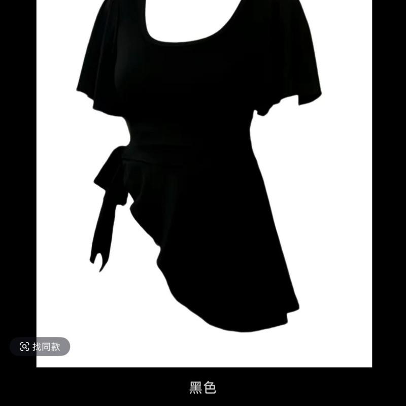 T シャツ 女性用 夏 春夏 気質 通勤用 都市風 快適 休闲 セットインスリーブ ロングスリーブ ラウンドネック Vネック 風 バイカラ コントラストカラー 切り替え ピッタリ スリム ウエスト 収縮 ガードル ガードル バンド タイ 結び イリガル