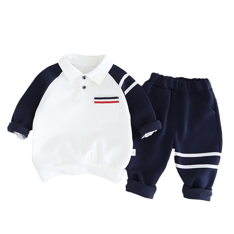 キッズ 男の子 女の子 長袖 POLO シャツ 長ズボン セット 綿 柔らかい 生地 普通 厚み 春 秋 対応 80cm 90cm 100cm 110cm 120cm 身長 対応 カラフル ストライプ 柄 翻領 デザイン 韓風 カジュアル 日常着 通園着