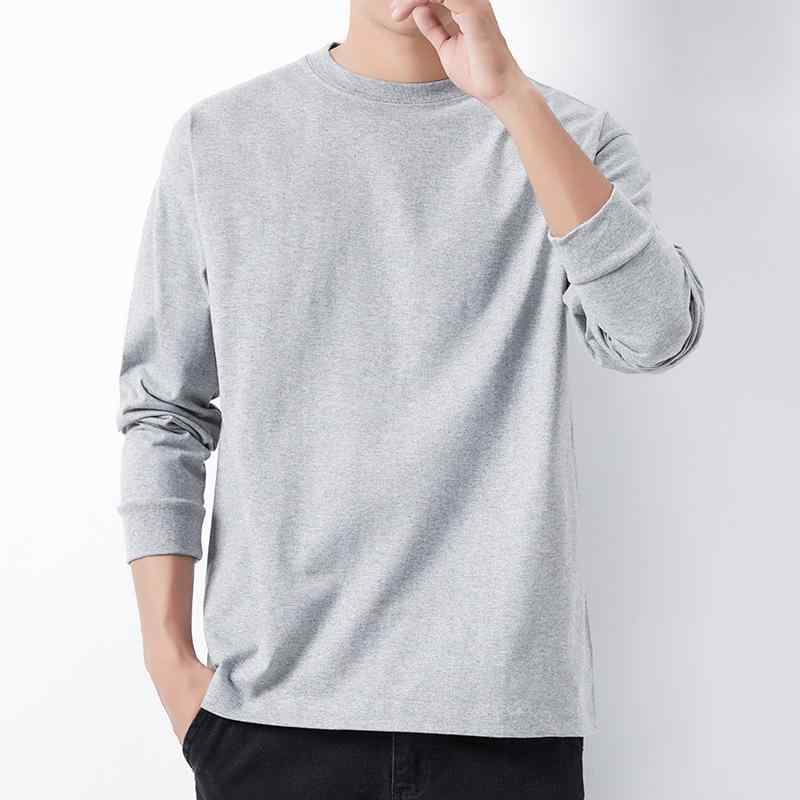 T シャツ メンズ 長袖 丸首 綿 100 吸湿速乾 薄手 ゆったり シルエット 春夏 秋 日常 普段使い トップス 白色 グレー ブラック ユニセックス 情侣 韓国風 トレンド 無地 セットアップ