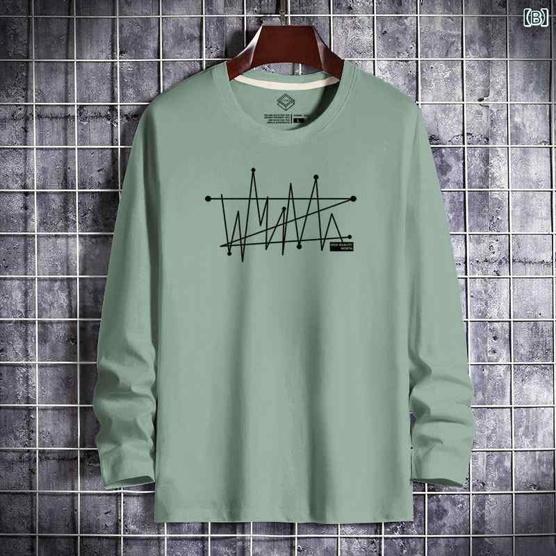メンズ 長袖 Tシャツ トップス 純綿 インナー ヒートテック 秋冬 春夏 直筒 シルエット 丸首 セットアップ プリント 柄 漫画 アニメ 柄 点線 パターン 白色 豆緑 ブラック グレー ワインレッド カーキ アイアン グレー フォグ ブルー 軽量 shadowtail-11000534 シャドーテール サンプル画像3