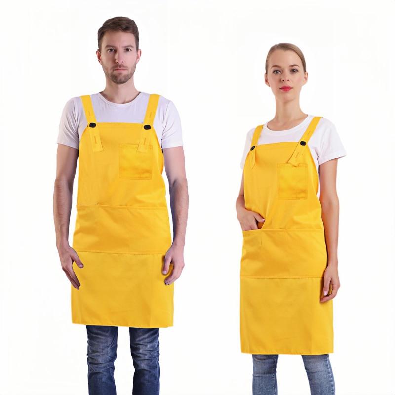 [BIGHAS] 肩掛け H型 エプロン シンプル 無地 大きいサイズ カフェエプロン 保育士 業務 ...