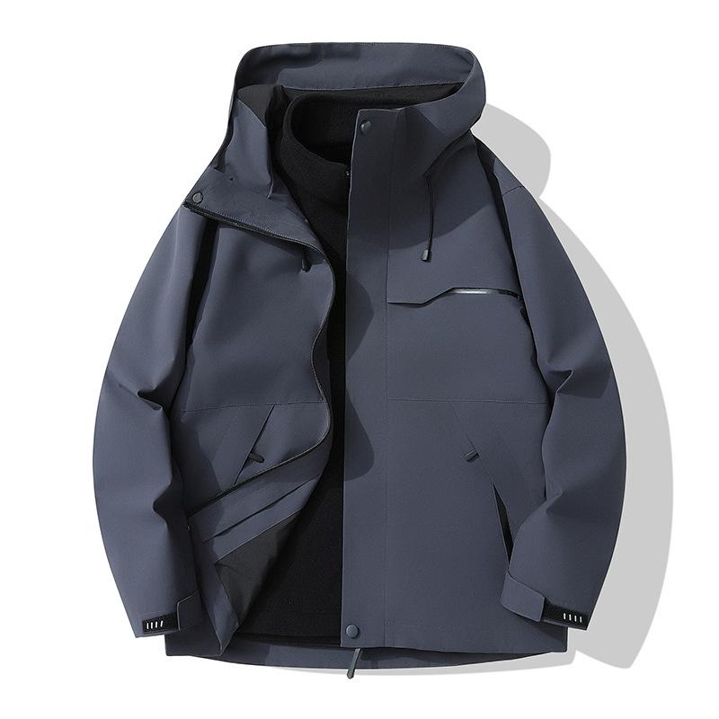 Other Jackets Jumpers - フリース ジャケット ユニセックス 秋冬 アウトドア コート 連帽 防水 防風 耐摩耗 通気性 脱着式 ツーピースセット ハイキング 登山 トレッキング ランニング ポリエステル 素材 軽量 伸縮性 ブラック グレー グリーン ブルー レッド イエロー