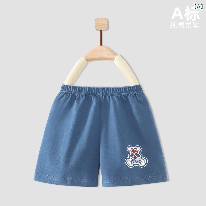 Long-Trousers, Trousers - ベビー キッズ 子供 男の子 女の子 夏 短パン 純棉 100% コットン 薄手 透気性 吸湿速乾 柔軟 接触冷感 動物柄 純色 卡通柄 抽象柄 印花 切り替え ピンク ブルー グレー イエロー グリーン ライトグリーン 80cm 90cm 100cm