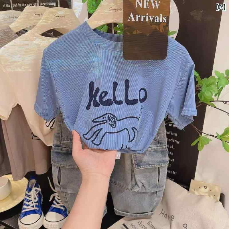 ・カテゴリ: 童Tシャツ・スタイル: カジュアル・主な素材: ポリエステル95%・袖丈: 短袖・ネックライン: クルーネック・柄: 動物、卡通、ストライプ、アルファベット・機能: 吸湿排汗・カラー展開: ブルー、ベージュ、ブラウン、グレー、ライトブルー・サイズ展開: 80、90、100、110、120、130、140、150、160