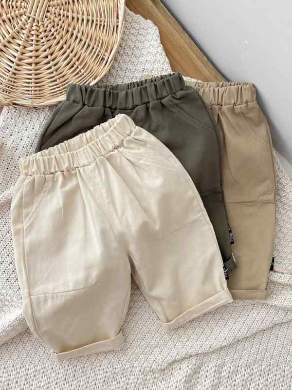 Other - キッズ 男の子 女の子 ベビー 長ズボン 綿 100% 接触冷感 柔軟 切り替え デザイン 低腰 米白 ベージュ オリーブグリーン 春秋 秋冬 長ズボン 外出着 普段使い 伸縮性 吸湿速乾 かわいい 潮范 スタイル インフルエンサー 人気 アイテム