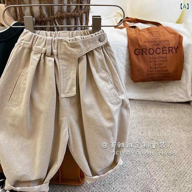 杂货, 精品（盒饭用品, 毛巾, 文具类） - キッズ 男女兼用 綿素材 柔軟 基本款 九分 萝卜パンツ 秋冬 春秋 米杏色 咖色 ネイビー ブラック かわいい 通年 普段使い 軽量 伸縮性 子供服 ボトムス ロングパンツ ユニセックス ベビー 幼児 中小童