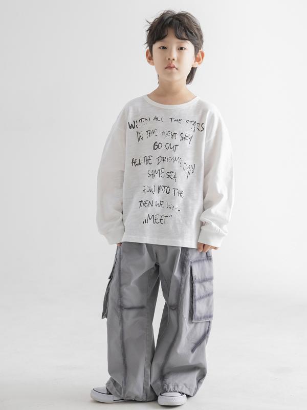 キッズ 男の子 長袖Tシャツ 春秋 コットン 丸首 印花柄 吸湿速乾 柔らかい かわいい スポーツ 普段使い 通学 ゆったり フィット 白 ト..