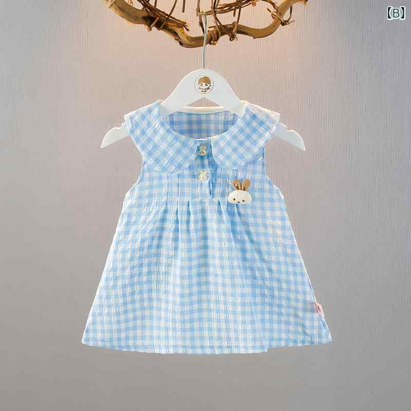 女児 プリンセス 吊帯 スカート 背心 スカート 無袖 格子柄 Aライン 綿 ピンク 天...