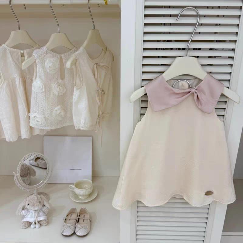 Jumpers - 女児 ワンピース 夏 子供服 かわいい 無袖 背心スカート ドールカラー Aライン スカート 混紡 ポリエステル 柔らかい 生地 3〜8歳 女の子 純色 トレンド スタイル 軽量 通気性 速乾 普段使い かわいい プリンセス ドレス キャミワンピース 女