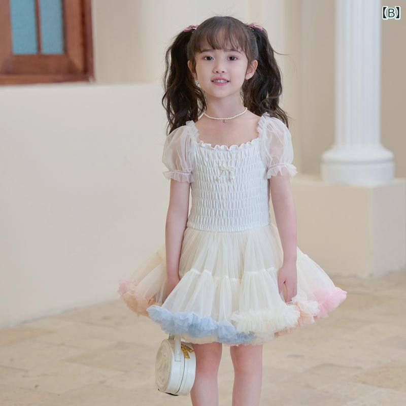 女児用ワンピース キッズ 女の子 3〜8歳 夏 プリンセススカート チュチュスカート ...