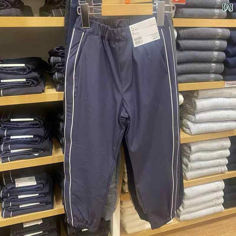 キッズ 男の子 女の子 秋冬 長ズボン 保温 束脚パンツ コットン混 ウール調 灯芯绒 コルドロイ 暖か 伸縮性 基本 スタイル 長丈 ウエストゴム 秋 セーター コーデ 普段使い 部屋着 学校 遊び着 ベーシック カラーズ ネイビー ブラック