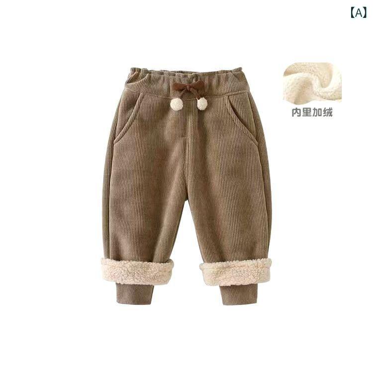女児 秋冬 長ズボン 子供 スポーツパンツ フリース 厚手 保暖 コットンパンツ 女の子用 中腰 長丈 ポリエステル 綿混 軽量 伸縮性 吸湿速乾 暖か 普段使い 遊び着 秋冬 カラキ色 杏色 かわいい カジュアル 3〜8歳 100〜140cm