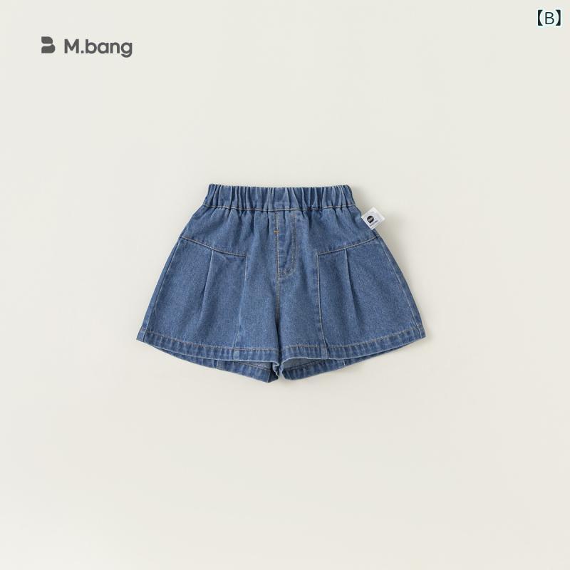 女児 デニム ショートパンツ 女の子 子供 夏用 韓国風 ワイドレッグパンツ 綿素材 ...