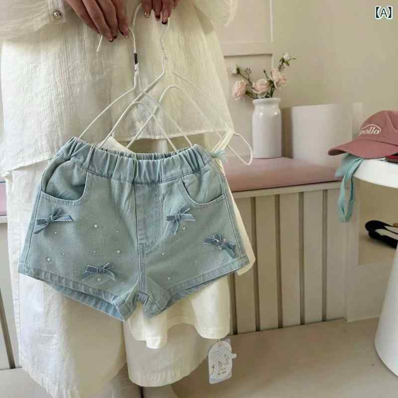 女児 牛仔 ショートパンツ 女の子 夏用 子供用 かわいい 蝶結び デニム 綿素材 柔...