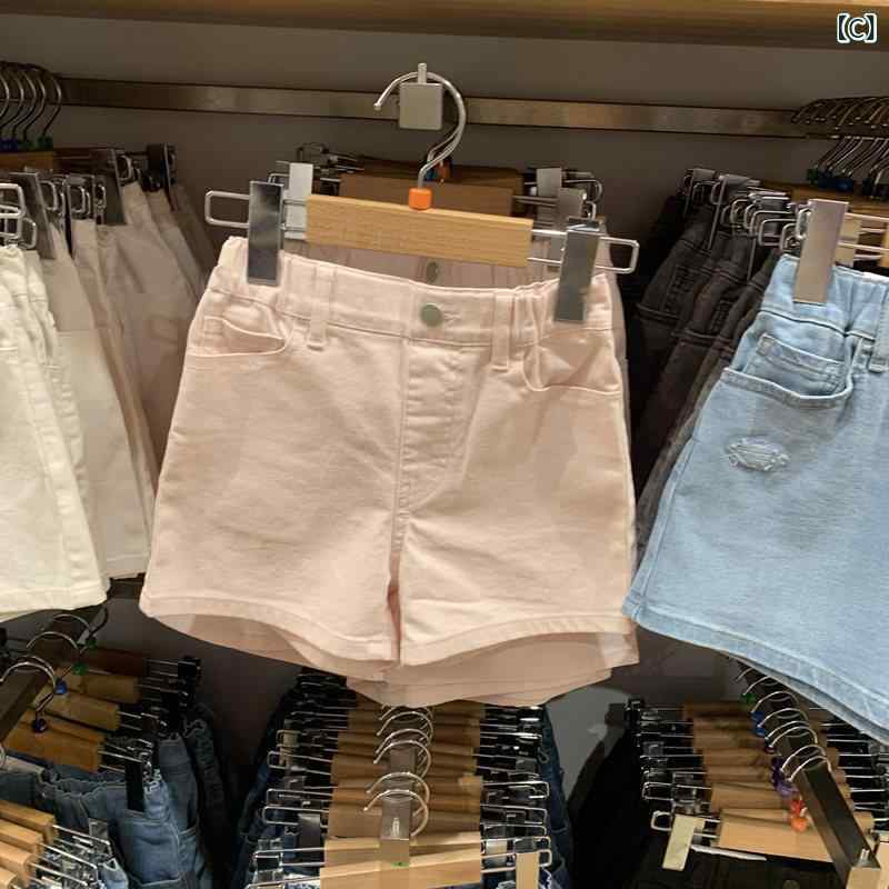 女児 ショートパンツ 牛仔 デニム 綿 素材 伸縮 ウエスト 調整 可能 夏 シーズン ...