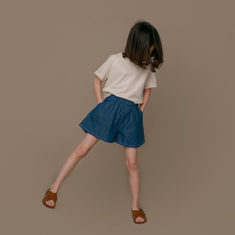 女の子 ショートパンツ 夏用 純棉 牛仔 短パン 綿100% 薄手 軽量 伸縮性 ゆったり ...