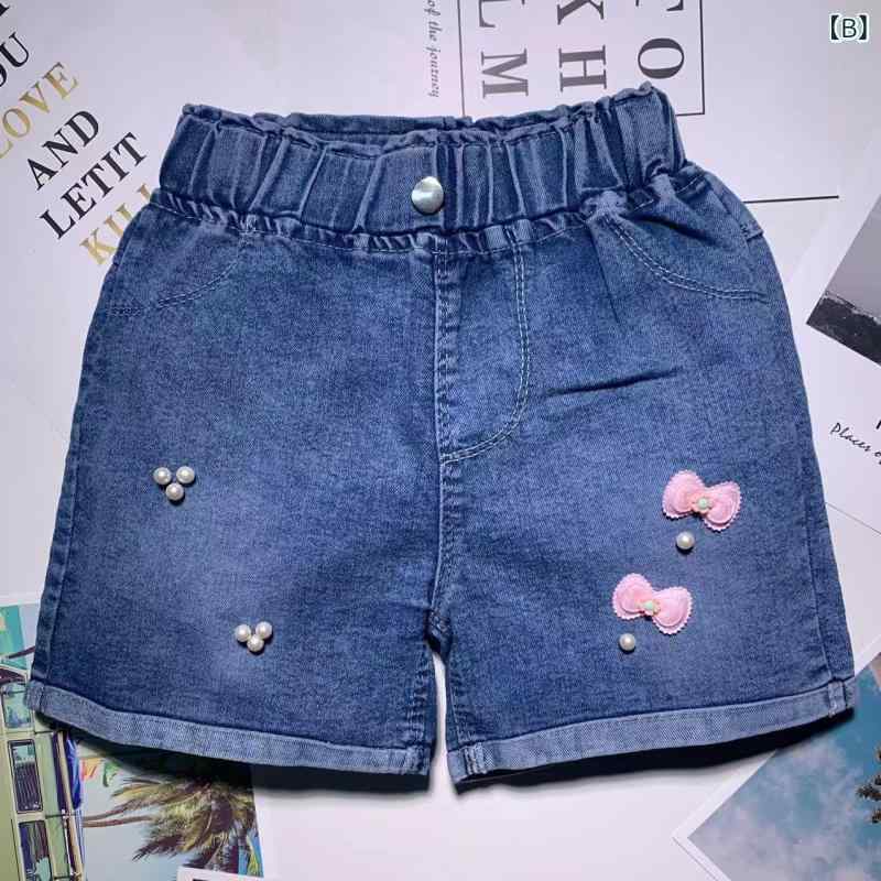 女児 牛仔 ショートパンツ かわいい 女の子 子供服 薄手 伸縮性 牛仔素材 夏用 百...