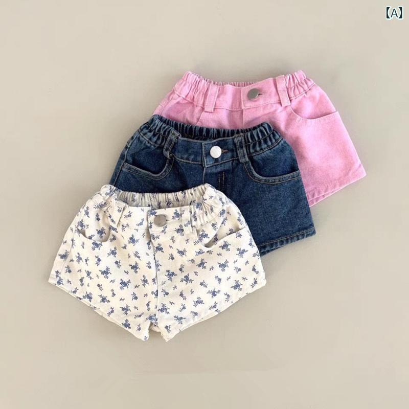 キッズ 女の子 デニム ショートパンツ 夏用 綿素材 柔軟 ミッドライズ スリムフィ...