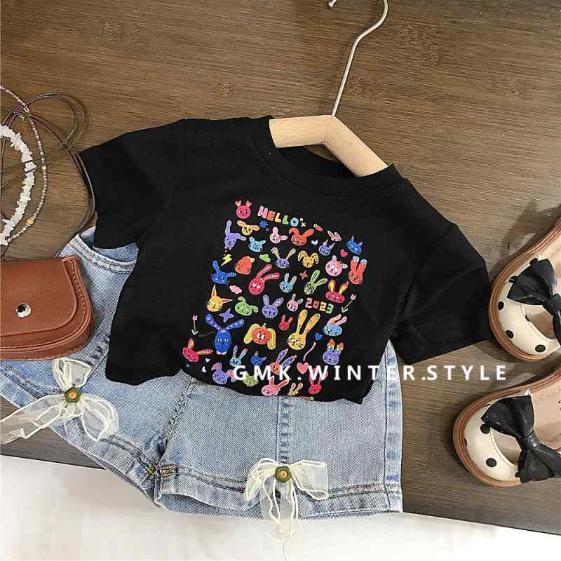 女児 トップス セット 夏用 かわいい 短袖 Tシャツ 牛仔 ショートパンツ 綿 柔らか素材 接触冷感 軽量 吸湿速乾 通気性 良い コーディネート 普段使い カジュアル スタイル 3～8歳 女の子 キッズ 服