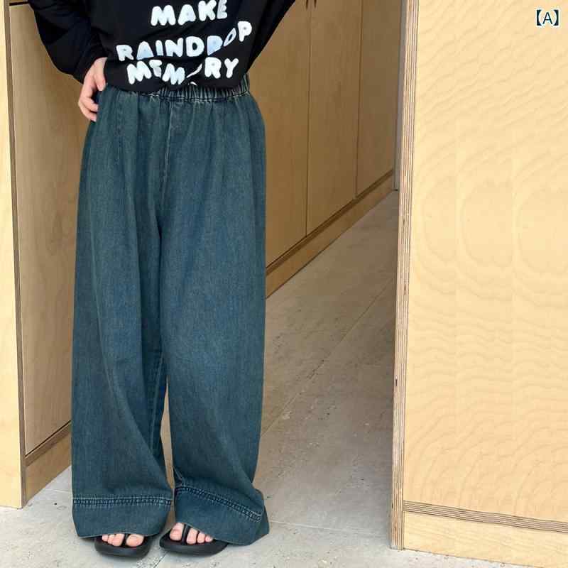 女の子 キッズ 夏用 牛仔 デニム ショートパンツ ワイドレッグ ストレート 直筒 綿...
