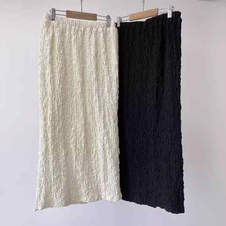 Skirts - キッズ 女の子 夏 半身スカート 包みヒップ スリムフィット ニット 開き 伸縮性 コットン 柔らかい かわいい Aライン ミディアムロング ブラック アイボリー 普段使い 通学 軽量 吸湿速乾 シンプル ユニセックス ベビー 幼児 ジュニア