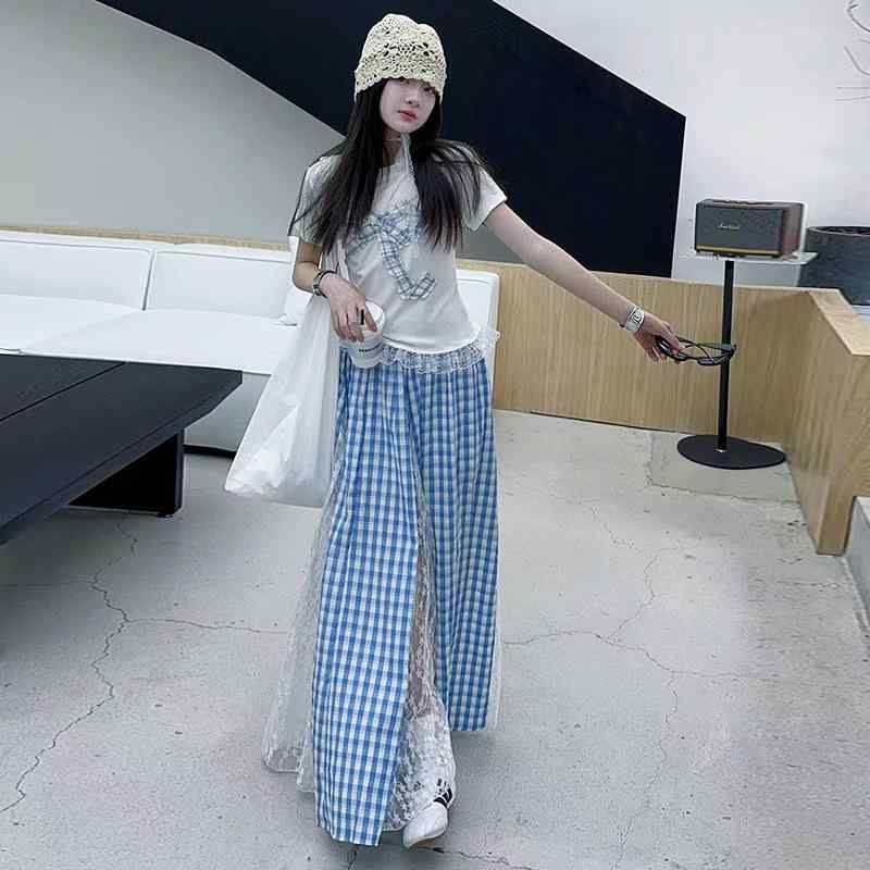 ・スタイル: プリンセス・カテゴリ: ハーフスカート・主な素材: 醋酸繊維80%・安全基準: B類・柄: 格子・袖丈: 短袖・スカートスタイル: プリンセススカート・裏地素材: 醋酸繊維51%-70%・要素: 可愛い・カラー展開: 白色拼接格子上衣,藍色格子裙・サイズ展開: 120cm,130cm,140cm,150cm,160cm,170cm