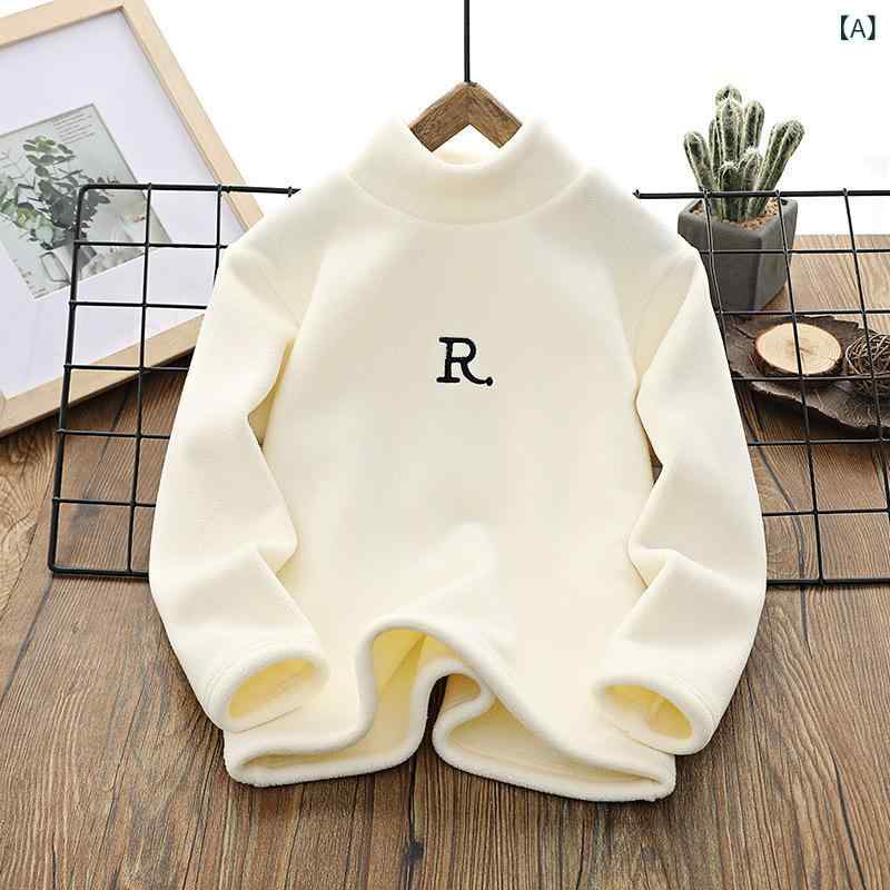 Rakuten - キッズ 男の子 長袖 保暖 Tシャツ インナー トップス 冬用 厚手 柔軟 接触冷感 再生繊維 ポリエステル ハイネック ソリッドカラー アルファベット柄 かわいい スポーツ トレンド ライトベージュ カーキ ネイビー グリーン ミッドキッズ ビッグキッ