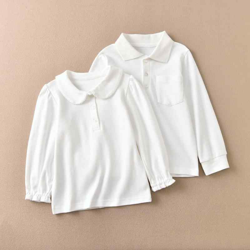 キッズ Tシャツ トップス 男の子 女の子 ユニセックス 綿100% 柔らかい 吸湿排汗 丸首 短袖 長袖 切り替え 花辺 純色 ホワイト ベーシック 普段使い 学校用 春秋 夏 冬 通年