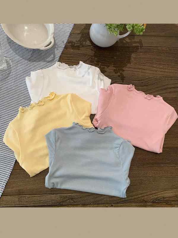 女児 インナー トップス 女の子 長袖 Tシャツ 綿素材 柔軟 接触冷感 純色 かわいい...