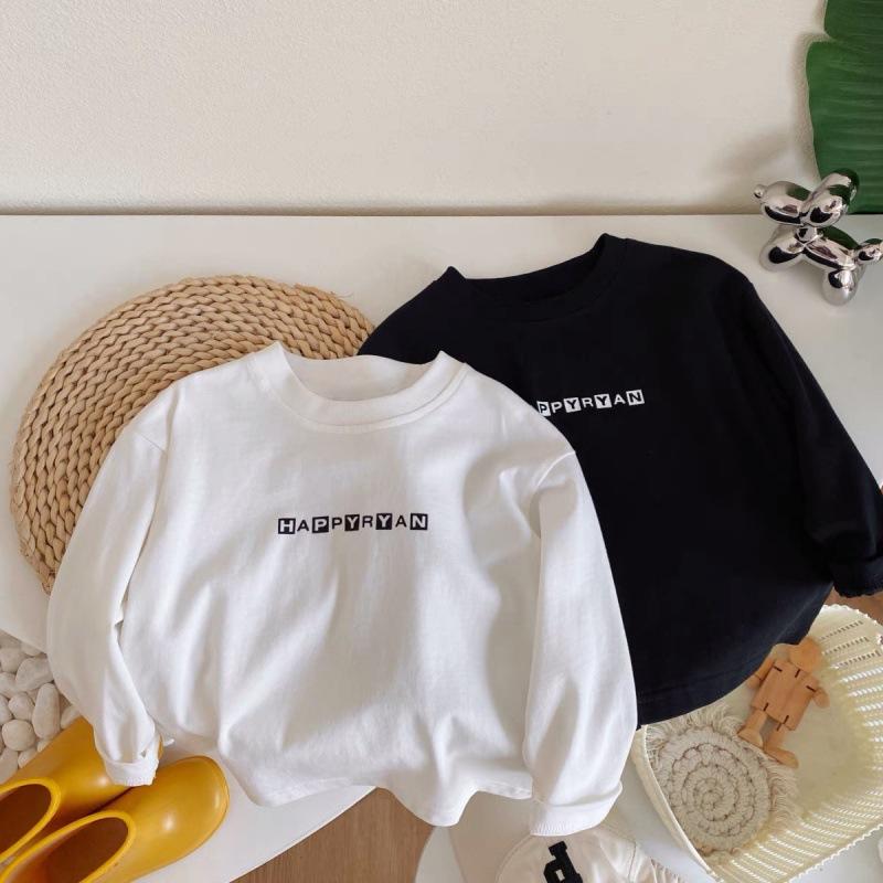 キッズ トップス 長袖Tシャツ 男の子 女の子 ユニセックス 綿100% 柔軟素材 吸汗 春秋 春夏 秋冬 丸首 シンプル プリント ロゴ 潮 韓国風 ゆったり ワイドシルエット 普段使い 学校 遊び着 成長期対応 成長しやすい