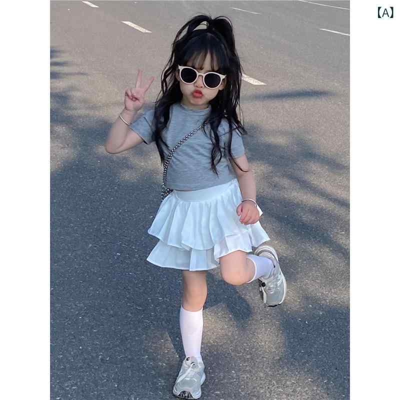 女の子 スカート 春夏 半身 蓬蓬 プリンセス かわいい 綿混紡 伸縮性 接触冷感 軽量 白色 ピンク ブラック 3〜8歳 100〜140cm 普段使い 部屋着 通学 レイヤード フレア 膝丈 チュール レース デイリー アクティブ ウエストゴム 洗濯簡