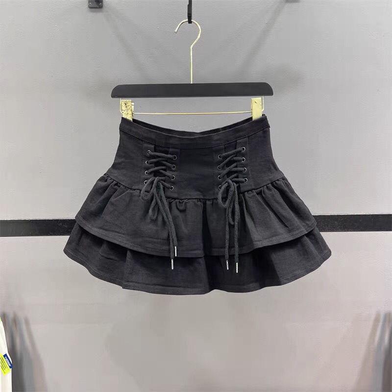 Suits, Tuxedos （Boys） - 女児 スカート キッズ 女の子 夏 春夏 牛仔 デニム 半身スカート ミディ丈 Aライン フレア スカート 蓬蓬スカート 荷葉辺 スカート プリーツ スカート 黒 ブラック 綿 コットン 柔軟 素材 伸縮性 伸縮 ウエスト ゴム ウエスト プリンセス ス