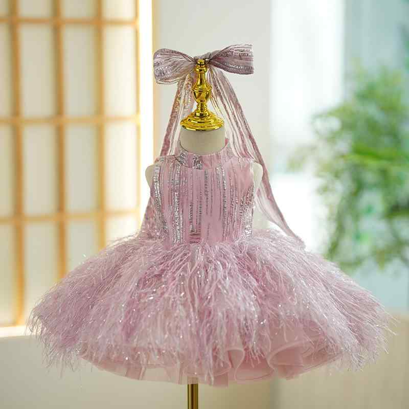 女児 ドレス 女の子 礼服 演奏用 演出服 花嫁童 婚礼 誕生日 パーティー プリンセス スカート チュチュ ポンパドール スカート かわいい ピンク ポリエステル プリーツ加工 コーティング加工 コットンライク 加工 伸縮性 通年 室内 ステージ フォ