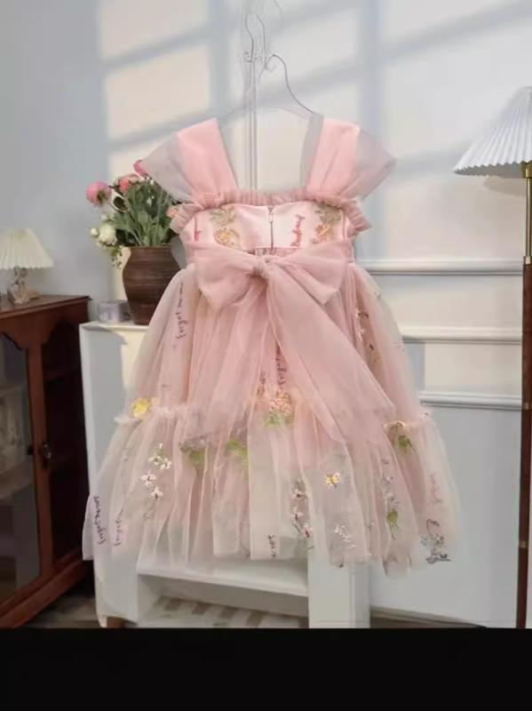 Suits, Tuxedos （Boys） - {"result":"女の子 ワンピース プリンセスドレス 綿混 ポワゾン 刺繍 花柄 かわいい 夏服 緑 ピンク 3〜8歳 100〜140cm 女児 洋服 礼服 蓬蓬スカート 軽やか フレアシルエット 花仙子風 ベビー キッズ ガーリー トップス スカ