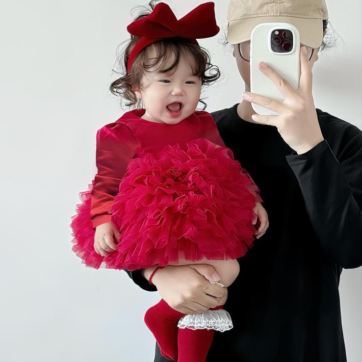 女の子 子供 プリンセスドレス 春 長袖 短袖 礼服 ワンピース 花嫁ドレス 花童服 蓬蓬スカート 3-8歳 100-140cm ポリエステル コットン ライニング 酒赤 シャンパン ホワイト ピンク かわいい 華やか 誕生日パーティー 歩行ショー プリ