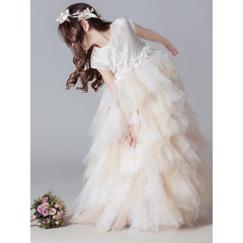 晚礼服套装（男孩） - 女児ドレス 女の子 キッズ 夏用 長袖 ロング丈 プリンセス スカート 蓬蓬スカート 花嫁子供 演出服 歩行ショー用 かわいい デザイン 涤纶 ポリエステル ポリエステル繊維 白色 軽量 通気性 伸縮性 ビッグシルエット プリンセス風 ガーリー フェミニ