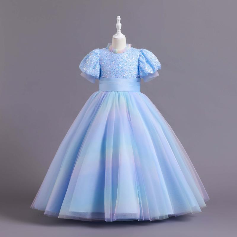 Suits, Tuxedos （Boys） - 女児 ワンピース キッズ 女の子 プリンセス ドレス 子供 チュール スカート 蓬蓬 スカート かわいい 基本款 夏 ピンク ブルー シャンパン 綿ポリ 混紡 柔らか 素材 伸縮性 純色 無地 A クラス 安全 女児服 120cm 130cm 140cm