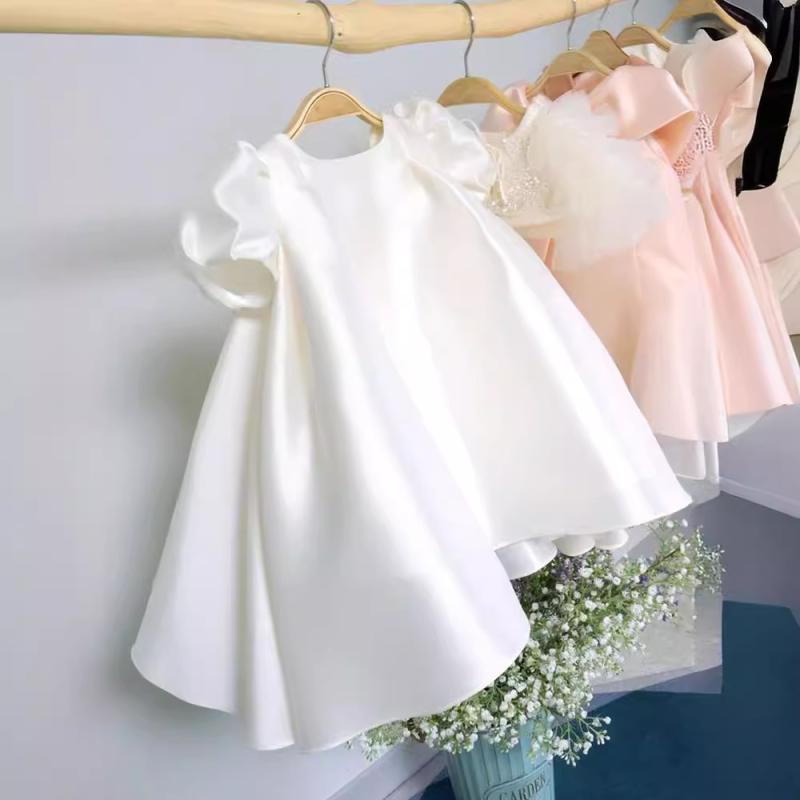 Suits, Tuxedos （Boys） - キッズ 女の子 礼服 ドレス 泡泡袖 プリンセス スカート 蓬蓬スカート かわいい 網纱 プリンセススタイル ポリエステル 加工 プリーツ コーティング 剪毛 酵素洗 白色 春秋 夏 冬 春 秋 80cm 90cm 100cm 110cm 120cm 1