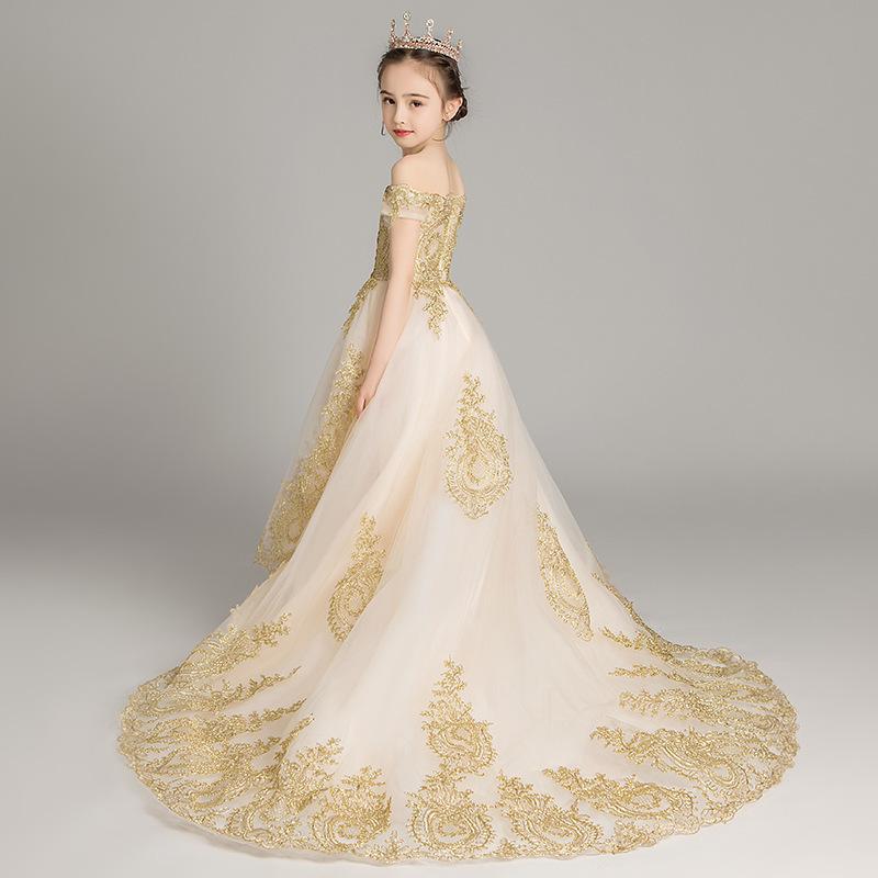 ・カテゴリ: 童礼服・対象年齢: 中小童(3~8歳)・対象身長: 100cm、110cm、120cm、130cm、140cm、150cm、160cm・対象性別: 女・主な素材: 綿50%・裏地素材: 綿50%・生地: 绸缎・生地加工: 褶皱・デザイン要素: 蕾丝、公主、网纱・ドレススタイル: 前短後長、短款、長款、拖尾、一字肩短款、一字肩前短後長、一字肩長款、一字肩拖尾