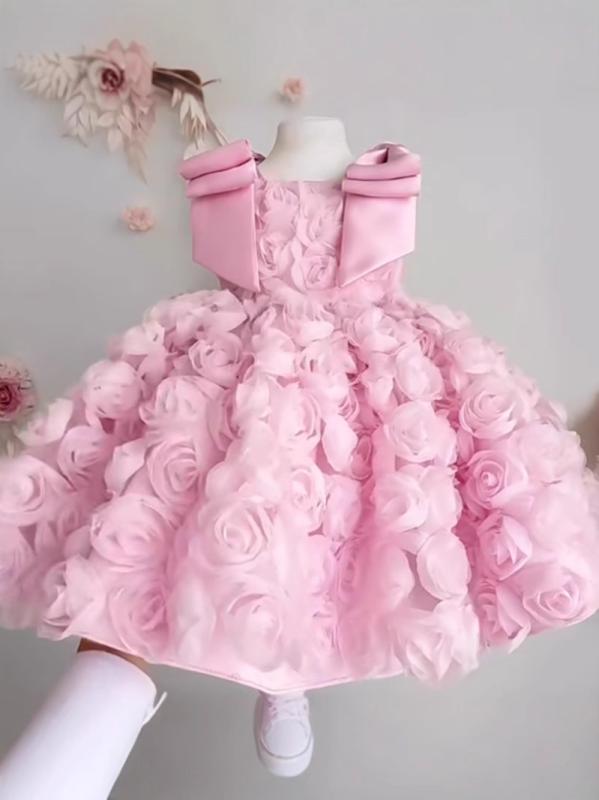 Skirts - 女の子 ドレス 女児 礼服 子供 公主ドレス かわいい 花柄 フリル チュール スカート ピンク 花柄 ポリエステル 麻 裏地 通年 かわいい プリンセス スタイル 誕生日 パーティー 結婚式 セレモニー 普段使い 軽量 伸縮性 女の子用 女児 子供服