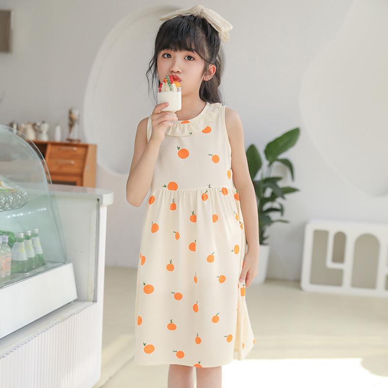 女児 ワンピース 女の子 子供服 プリンセス スカート かわいい 洋気 フラワー柄 コットン風 ポリエステル 織物 印花 加工 春夏 シーズン ピンク ローズ ピーチ オレンジ チェック 柄 100cm 110cm 120cm 130cm 140cm 軽