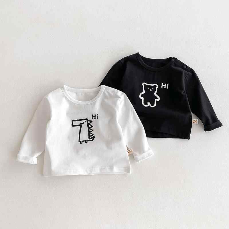 乐天商城 - ベビー トップス 長袖 長袖Tシャツ 男女兼用 子供 上衣 春夏 秋冬 綿 純棉 柔軟 透気 吸湿速乾 円領 丸首 丸襟 無帽 卡通 プリント 柄 黒 白 単色 日常着 室内着 柔らかい肌触り 通気性 1-3歳 80-100cm 赤ちゃん服 幼児服