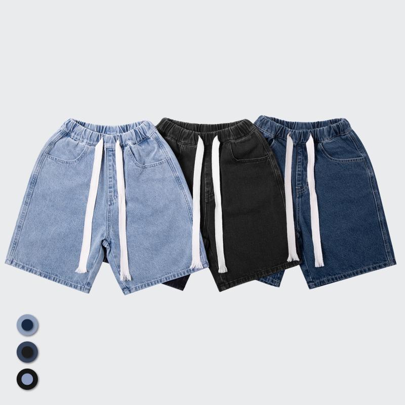 キッズ デニム ショーツ 子供 男の子 女の子 夏 春夏 通勤用 普段使い 部屋着 アウトドア 軽量 伸縮性 吸湿速乾 綿 100% 酵素洗 純色 中腰 皮筋腰帯 基本款 親子 潮范 黒 浅青 青 130cm 140cm 150cm 160cm 170c
