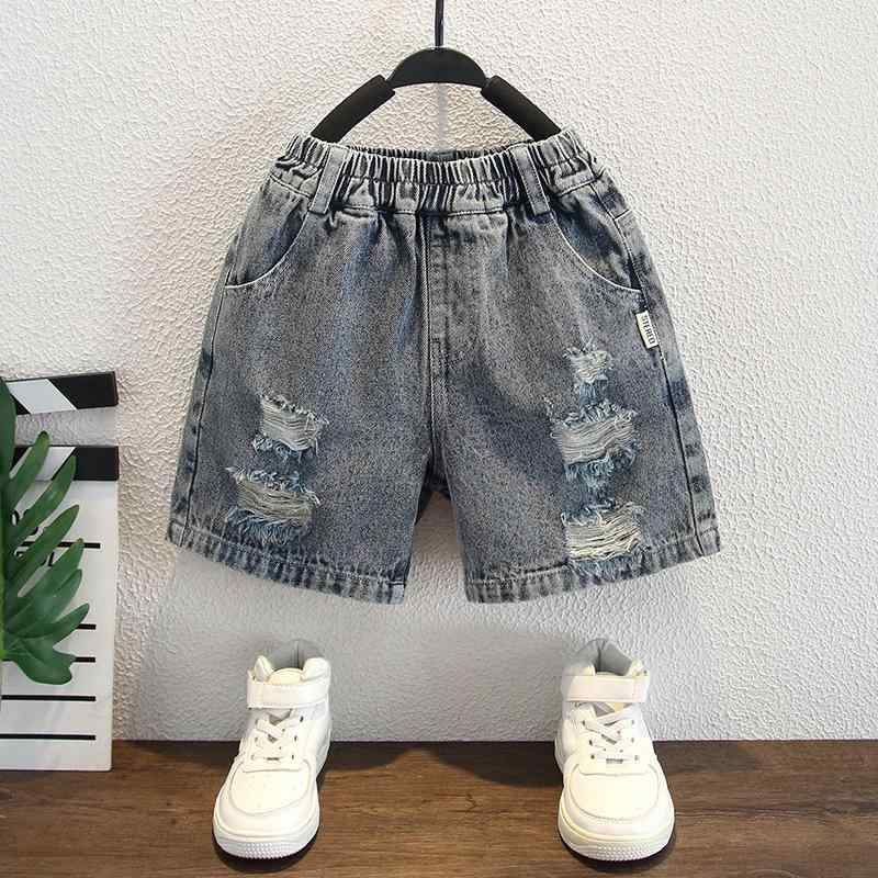 男の子 短パン 牛仔 夏用 子供服 透気性 破洞 デザイン 中腰 5分丈 薄手 綿素材 柔らか 接触冷感 ブルー カジュアル 普段使い 伸縮性 軽量 3〜8歳 100〜140cm ヒョウ柄風 ラッキーアイテム