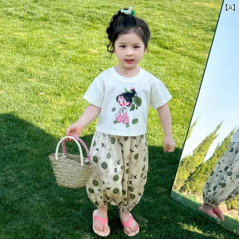 女児 春夏 トップス セット 子供 女の子 短袖 Tシャツ 短パンツ 薄手 綿混紡 柔ら...