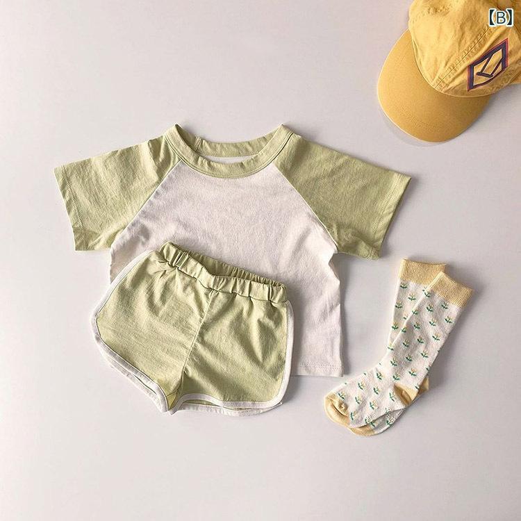 子供服 ベビー 男女兼用 夏用 短袖 Tシャツ 短パン セット 綿素材 柔らかい 薄手 ...