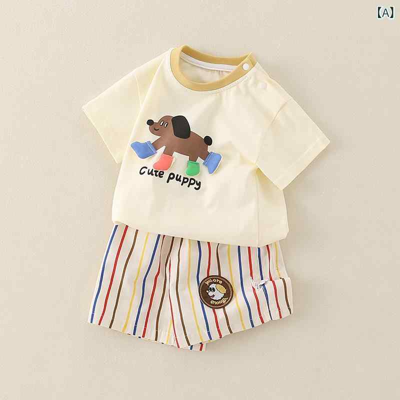ベビー キッズ 男女 夏 子供服 2点セット Tシャツ 短パン セット 綿素材 柔らかい ...
