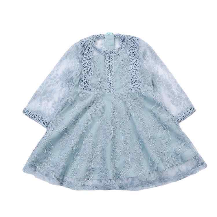 Jumpers - 女児 ワンピース ドレス 女の子用 中小童 キッズ 3〜8歳 春秋 春夏 秋冬 長袖 プリンセススカート 蕾シ レース チュール 網紗 綿 コットン 70% ピンク ブルーグリーン 純色 プリーツ 褶皱 かわいい 洋気 韓版 スタイル 軽量 通気性 普段