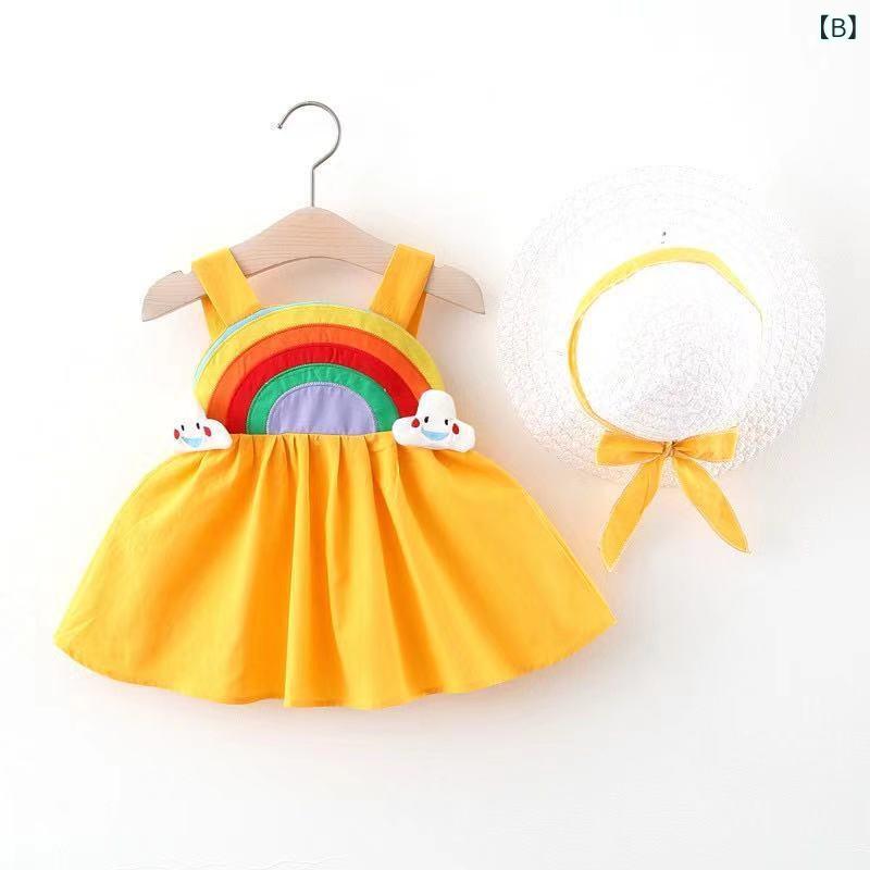 女児 吊り帯ワンピース 女の子 夏用 プリンセスドレス 綿素材 かわいい カラフル ...